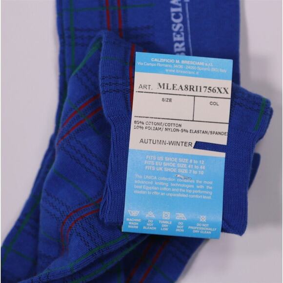 Bresciani Unican Navy Blue Cotton Autumn/Winter Socks US 8-12 Men's New! - Picture 3 of 3